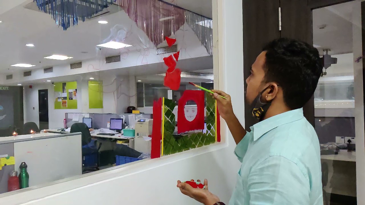 #OfficeCelebration #RajasthaniPainting #Glasspainting #Acrylicolors #DiwaliDecoration