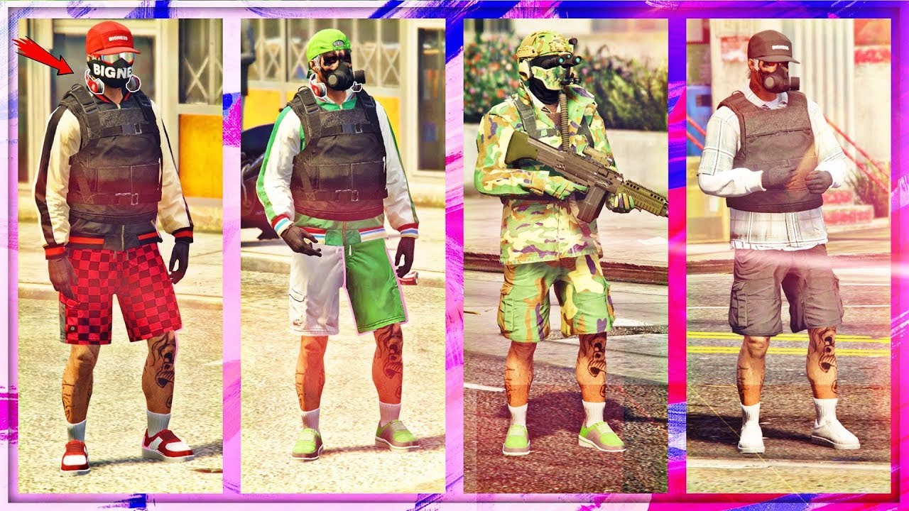 GTA 5 Online *4 Outfits Using Shorts* Run and Gun(RnG) Grand Theft Auto V Using Clothing Glitches