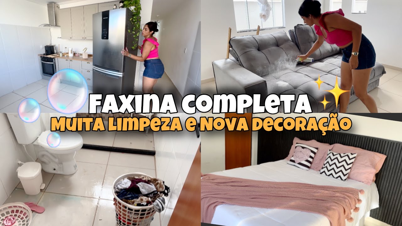 FAXINA COMPLETA | 5 horas de LIMPEZA PESADA e ficou tudo limpinho.✨ DECOREI O LAR e AMEI 💖