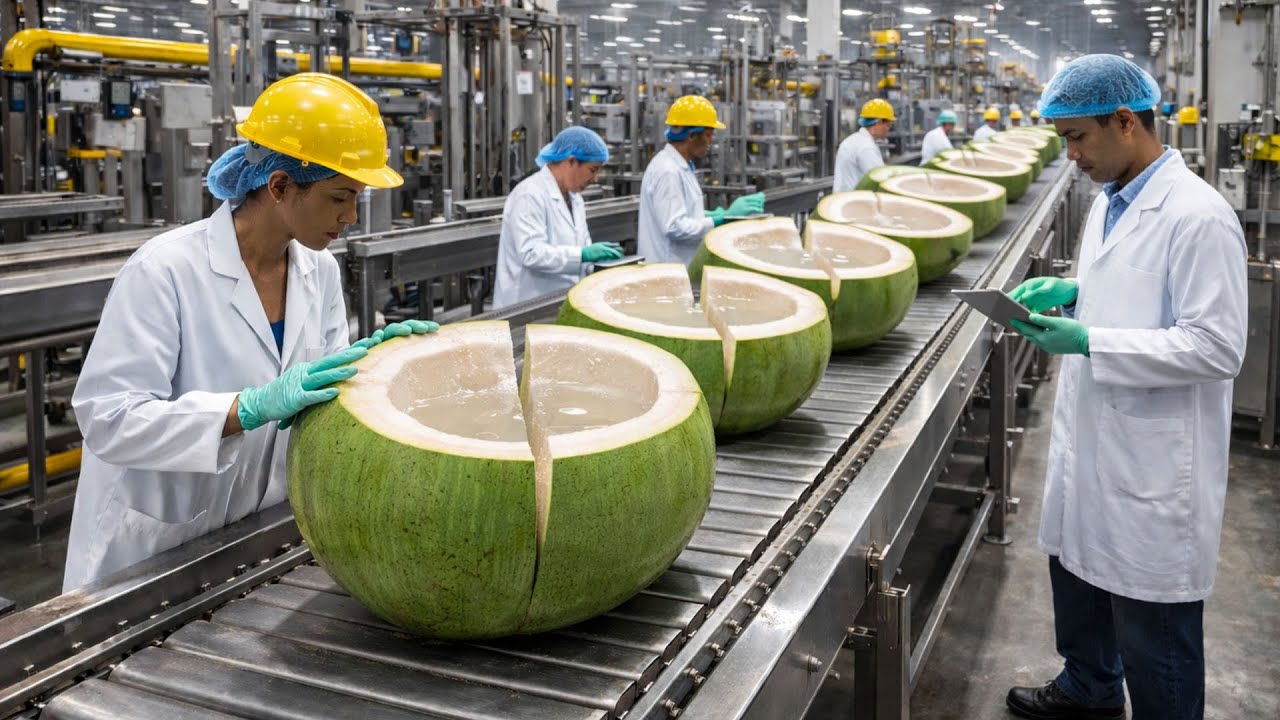 CÓMO se HACE el AGUA de COCO: Tecnología de ENVASADO ASÉPTICO en MEGA FÁBRICAS (PROCESO) | En Masa