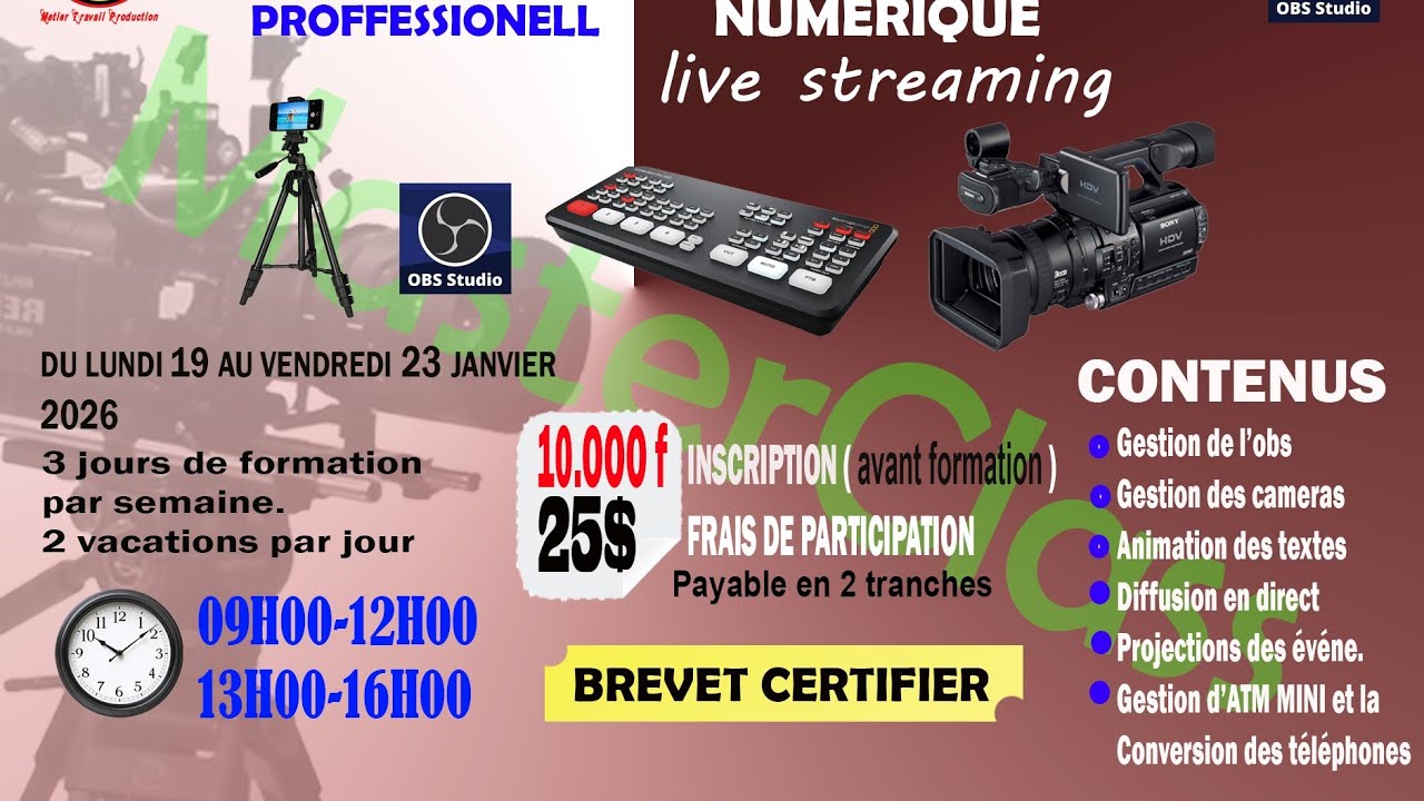 LANCEMENT DE LA FORMATION EN REGIE TV NUMERIQUE