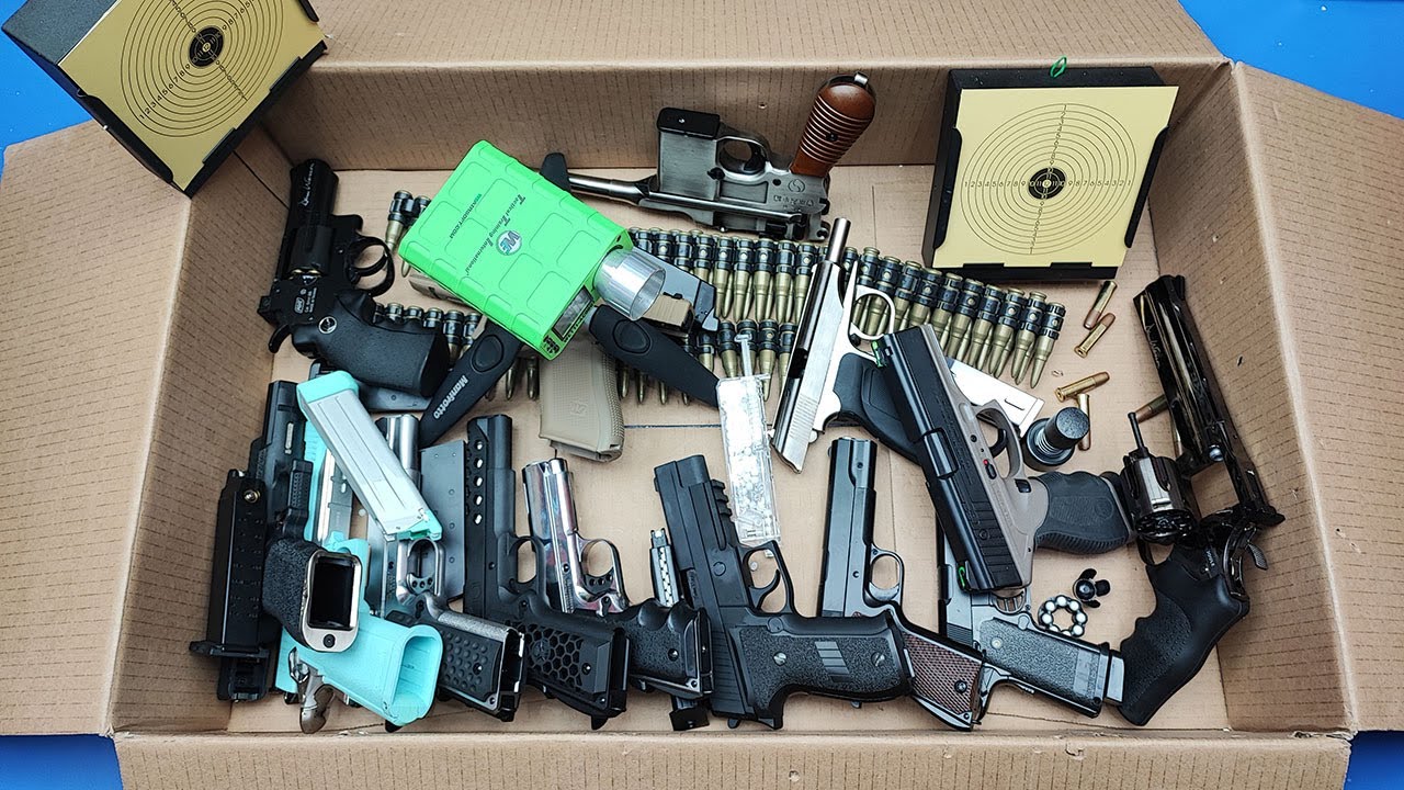 Box of Airsoft Guns ! POWER AND SPEED TEST /14 Airsoft Realistic Guns/Toys 💥
