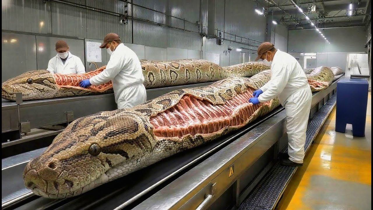Bagaimana Sepatu Kulit Ular Piton Dibuat di Pabrik Modern