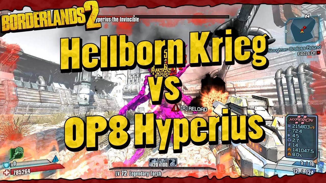 Borderlands 2 | Hellborn Krieg vs OP8 Hyperius In 2:55 (No Pre-Stacking)