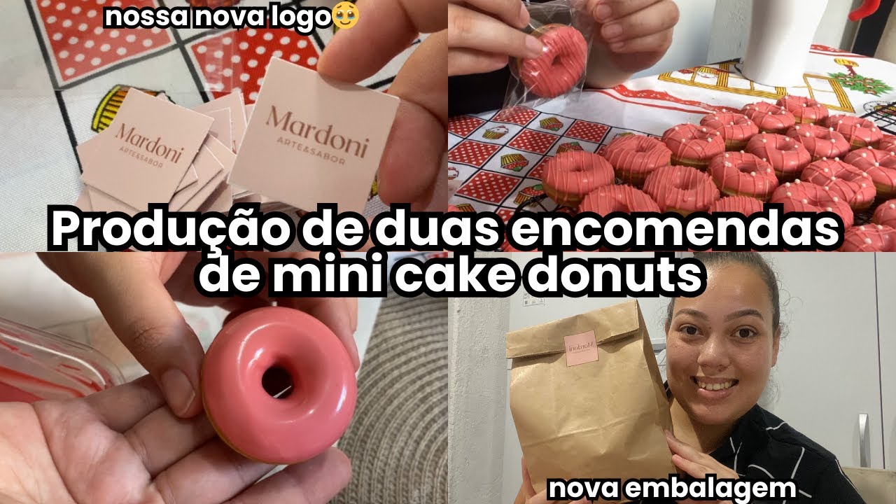 ✅Produzindo duas encomendas de mini cake donuts + nova embalagem e nova marca