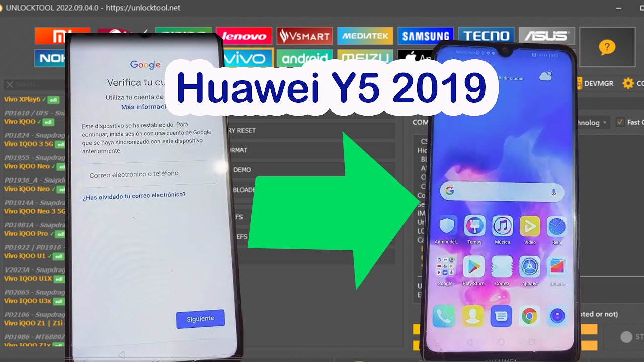 FRP Huawei Y5 2019 (AMN-LX3) Google Account / Unlocktool - Cuenta de Google