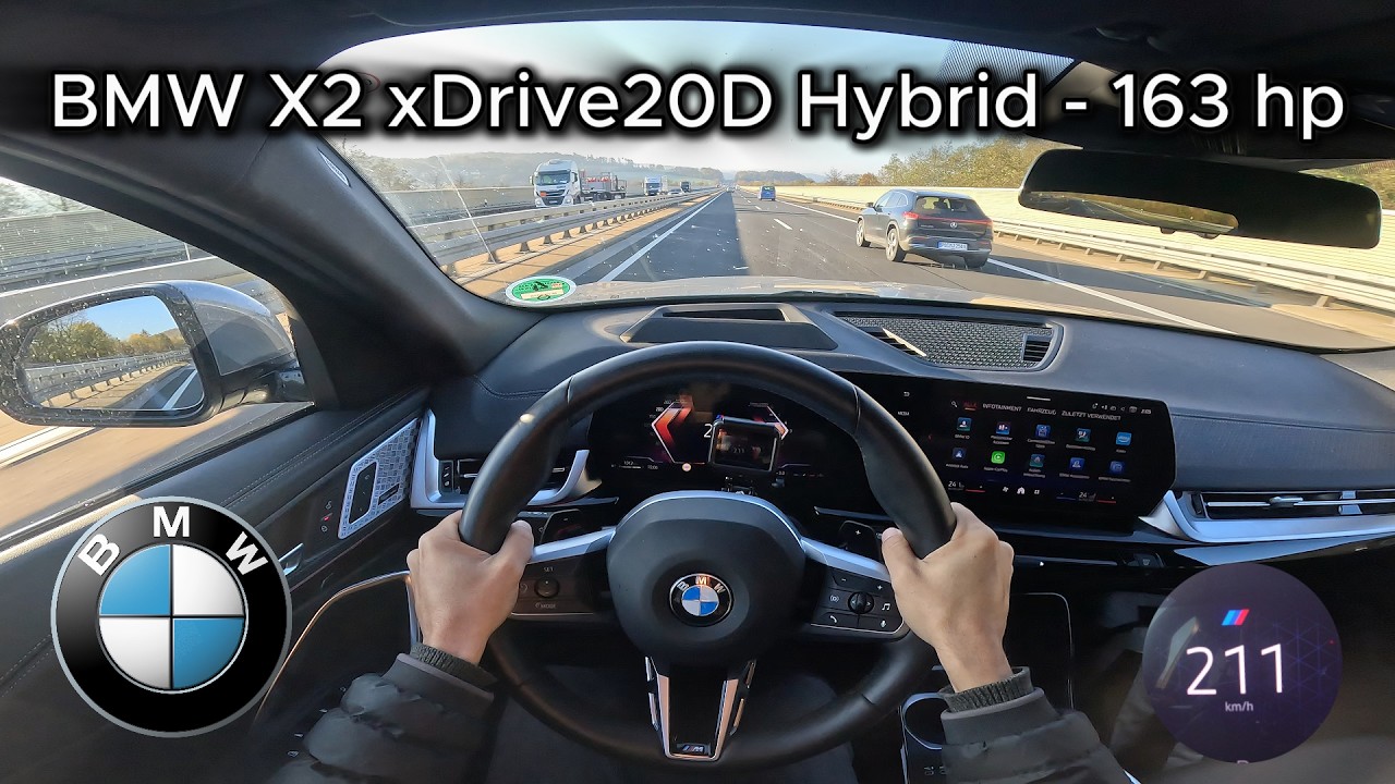 2024 BMW X2 (U10) xDrive 2.0 Hybrid Turbo Diesel (163 hp) - POV Test drive On the German Autobahn