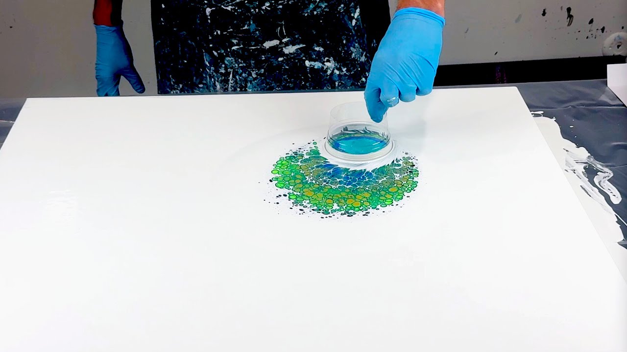 WOW!~Disrupted Open Cup~Blues and Greens~Acrylic Pouring~343