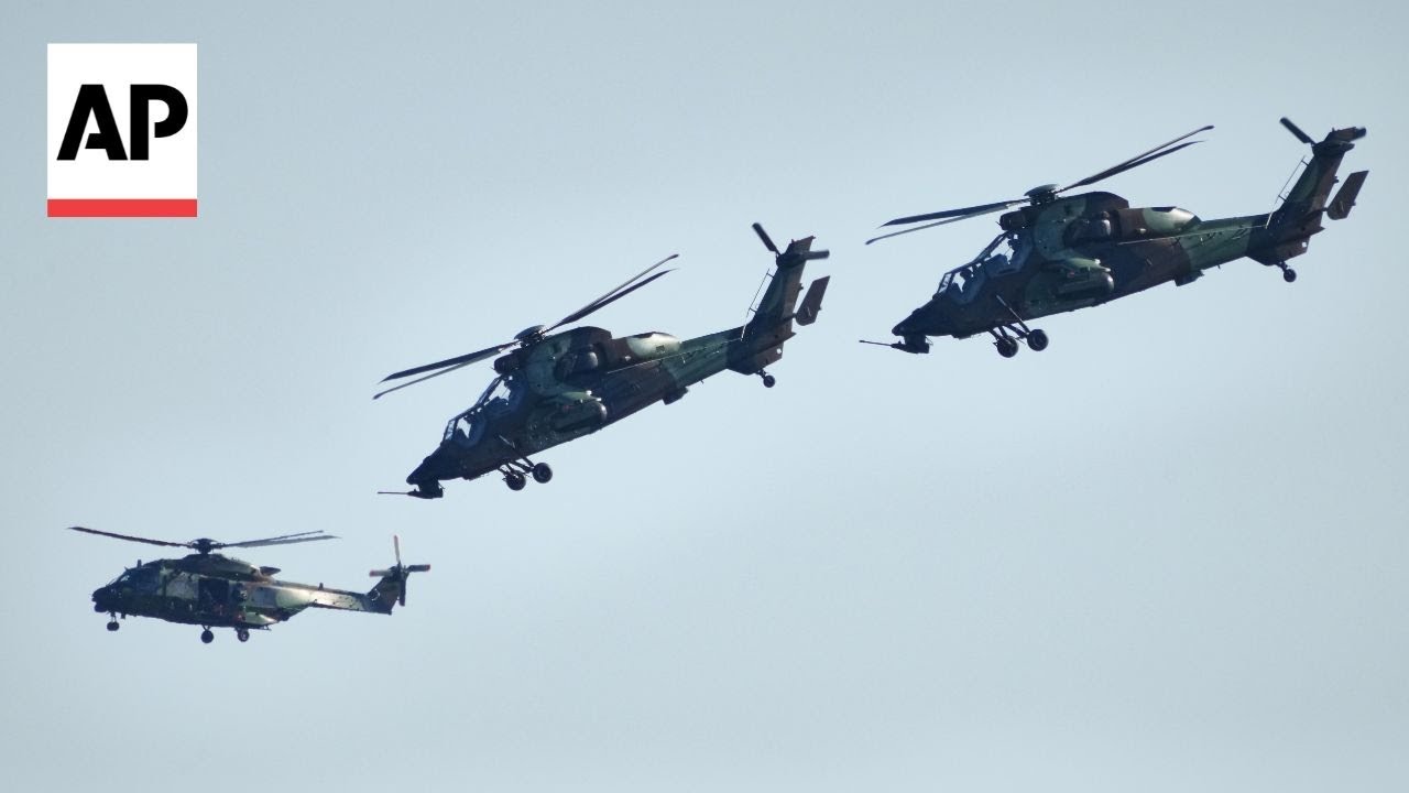 French Air Force helicopters conduct live fire drills in NATO military exercises