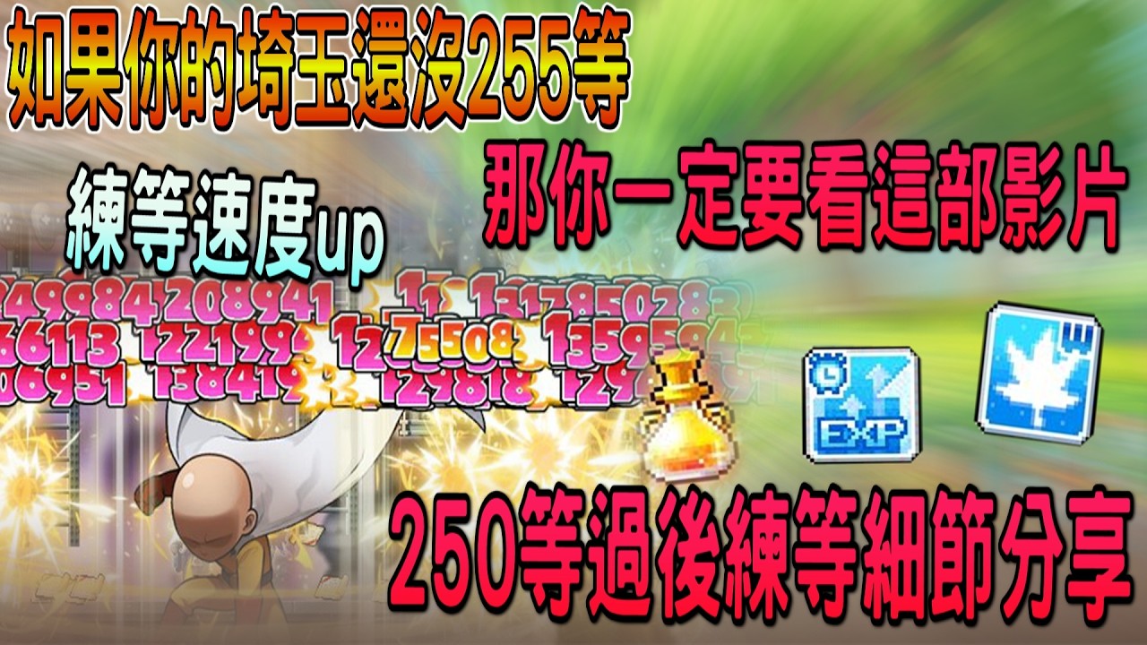 【新楓之谷】如果你的埼玉還沒255等🔥那你一定要看這部影片❗250等過後練等細節分享｜增加練等速度減少坐牢時間❗