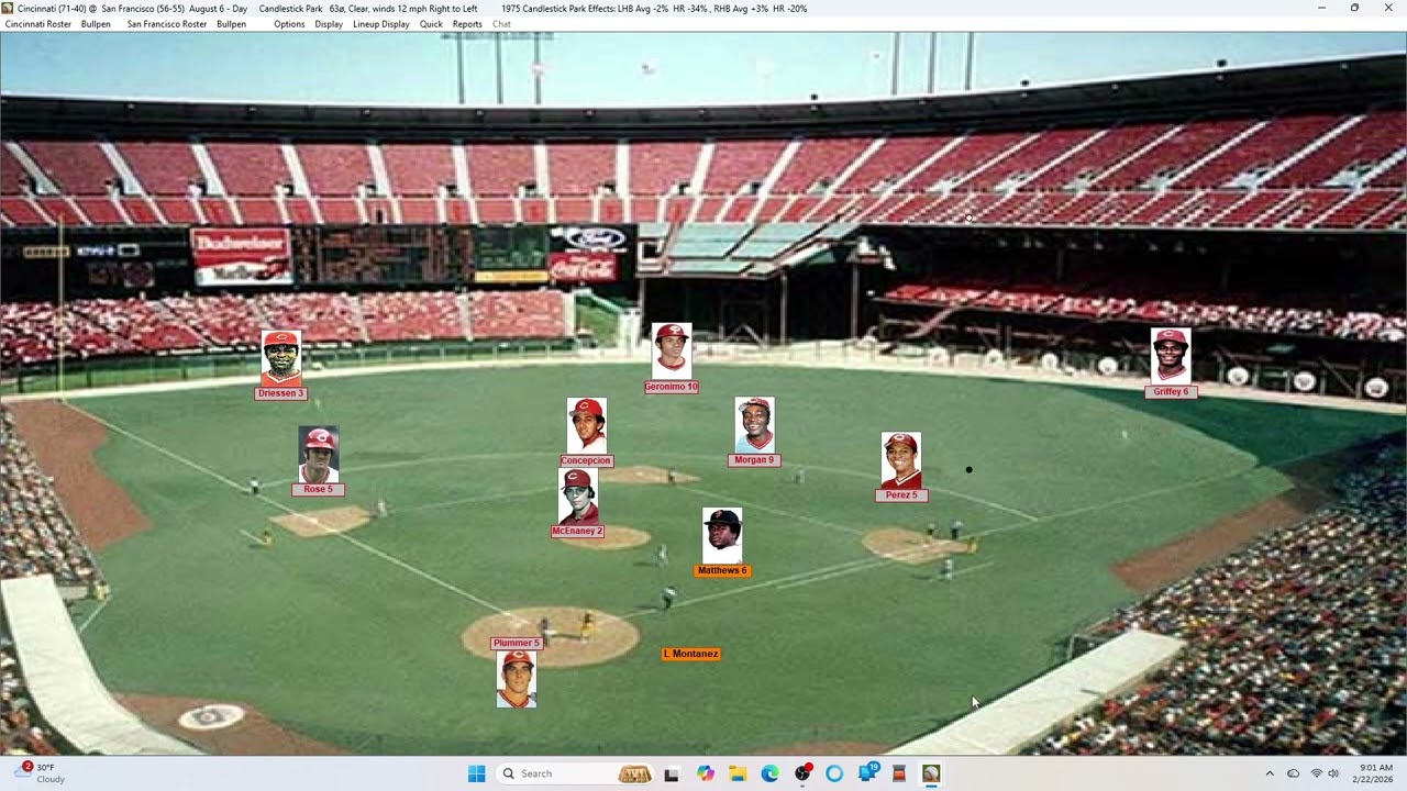 Action PC Baseball 8-6-75 Cincinnati at San Francisco