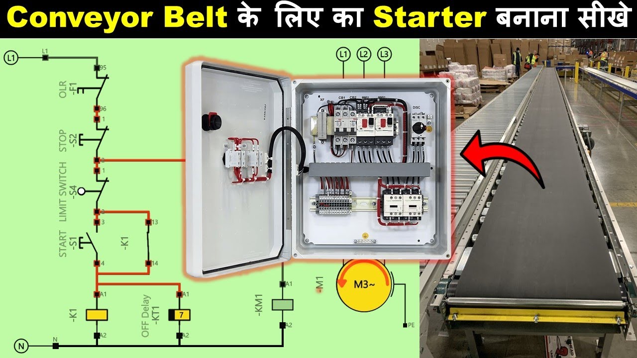 Learn to Make a Starter for Conveyor Belt by Using Limit Switch and Timer 