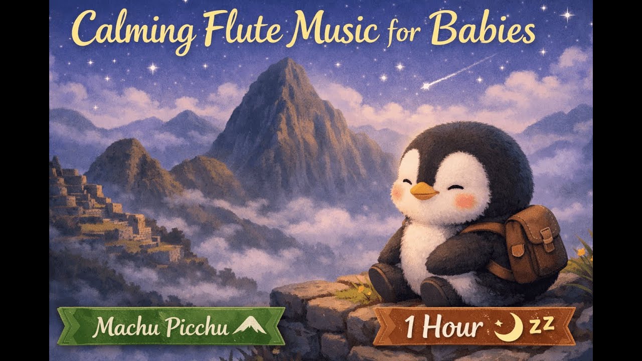 Calming Baby Sensory Music &ndash; Soft Flute at Machu Picchu 🐧🌄 | 1 Hour