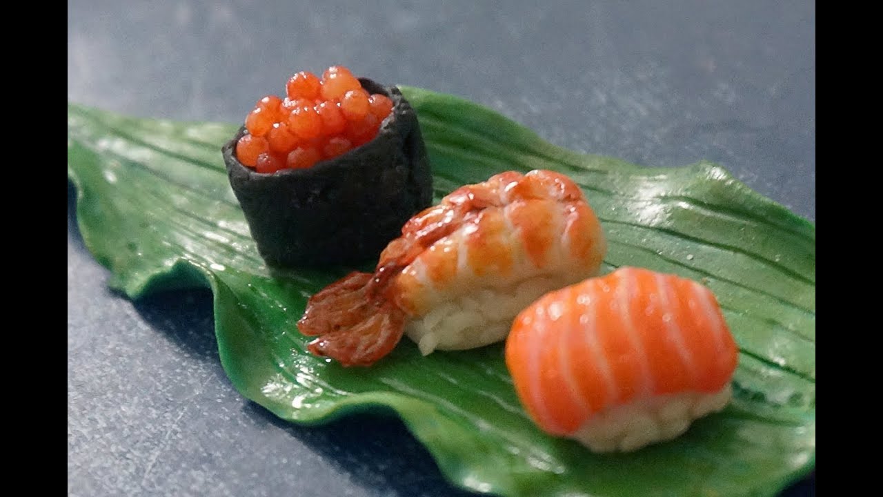 Miniature sushi polymer clay tutorial