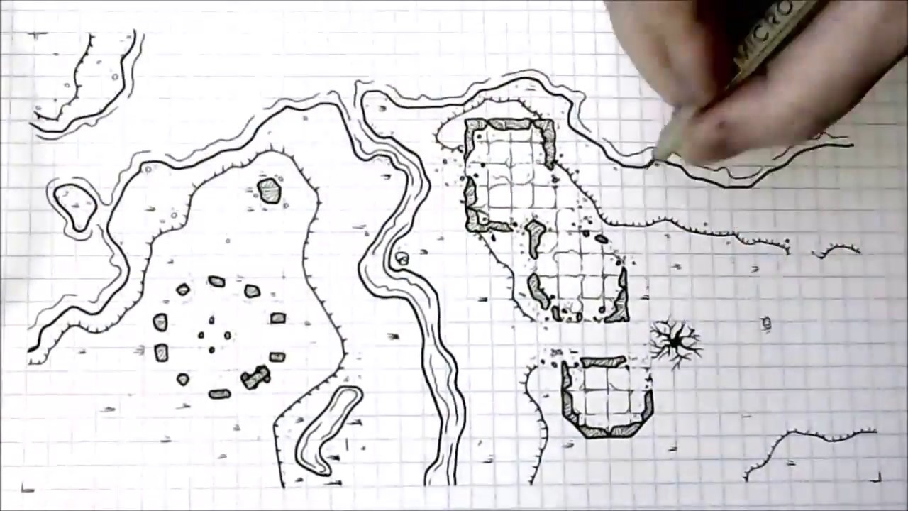 Time-Lapse Hand-Drawn Dungeons & Dragons Map - Ruins & Standing Stones