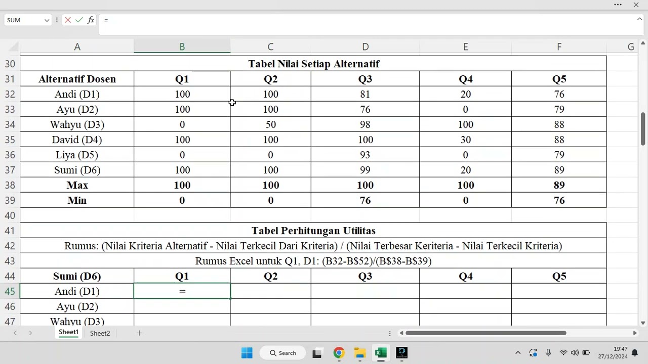 METODE SMART: LANGKAH PERHITUNGAN DENGAN EXCEL