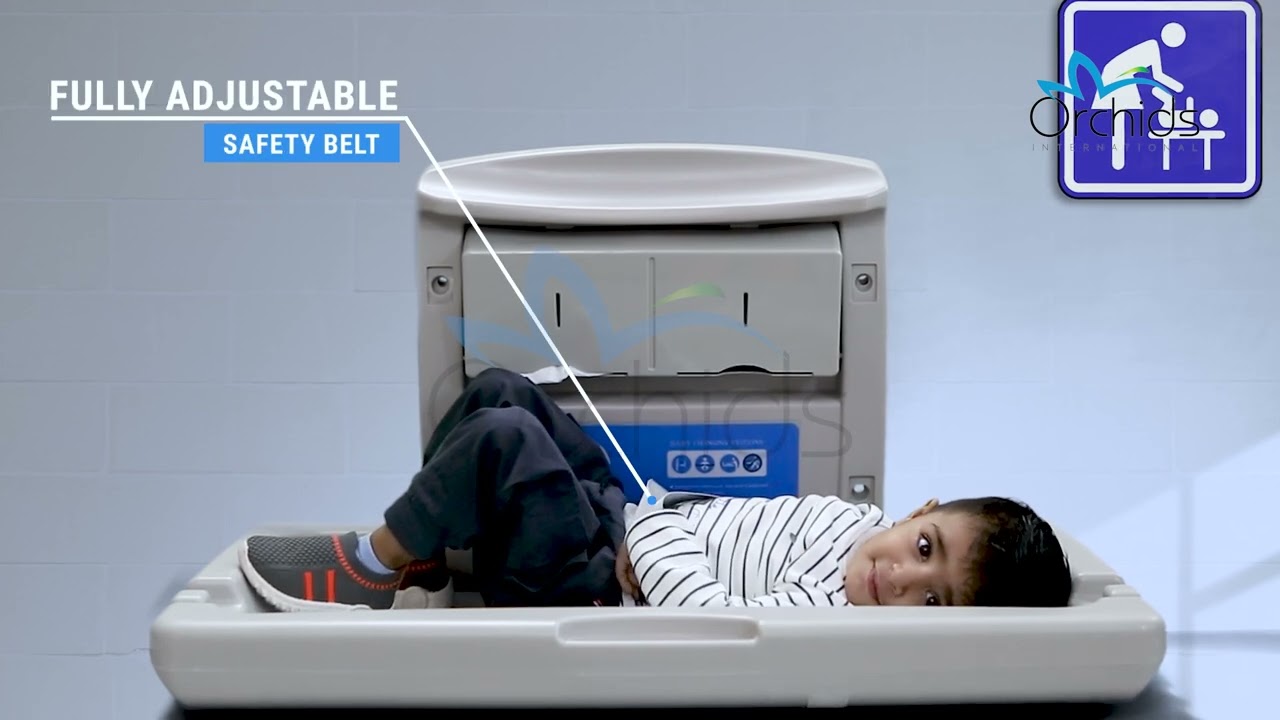 Orchids Grey Baby Diaper Changing Station HDPE, Wall Mounted Folding, Horizontal, Sleeping Model