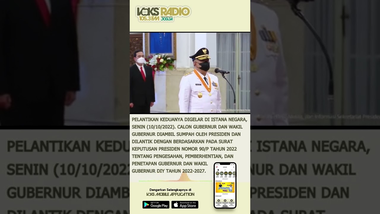Pelantikan sri sultan HB X dan KPAA Paku Alam X sebagai Gubernur dan Wakil Gubernur DIY