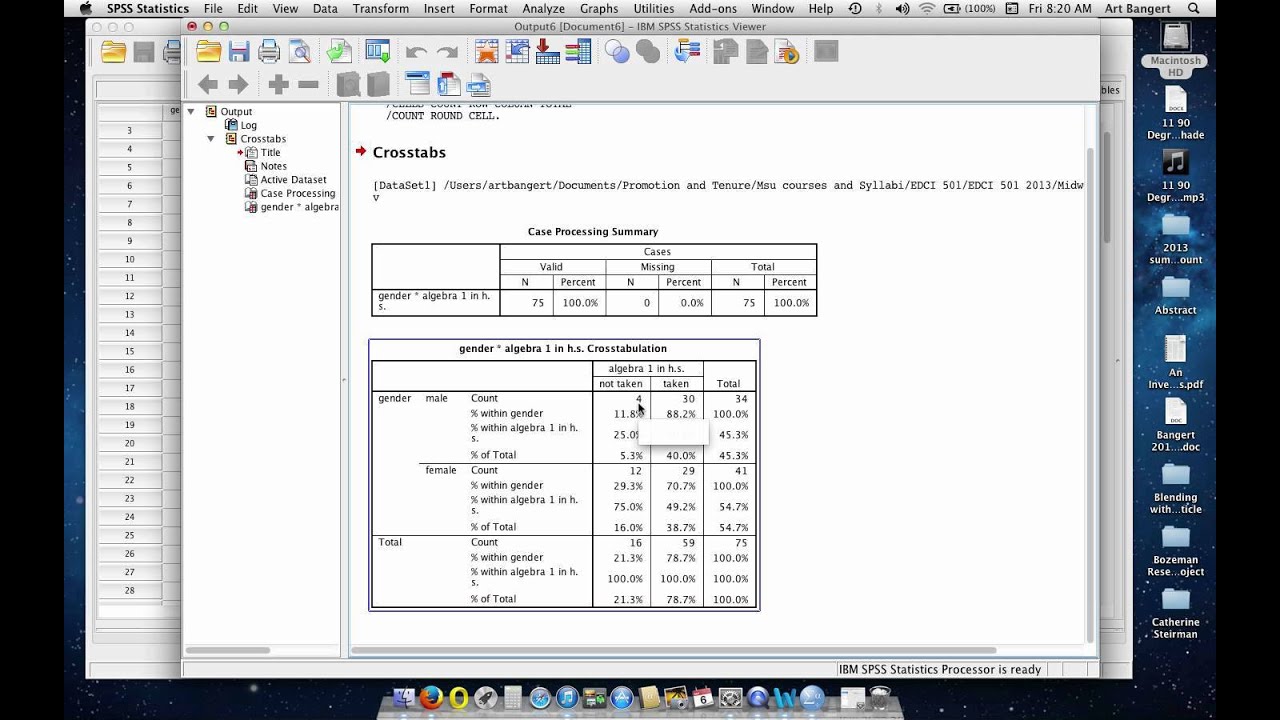 Obtaining a Crosstabulation Analysis in SPSS