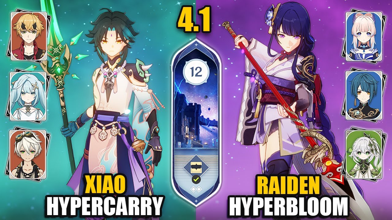 C0 Xiao Hypercarry & C0 Raiden Hyperbloom Team | Spiral Abyss 4.1 Floor 12 9 Stars | Genshin Impact