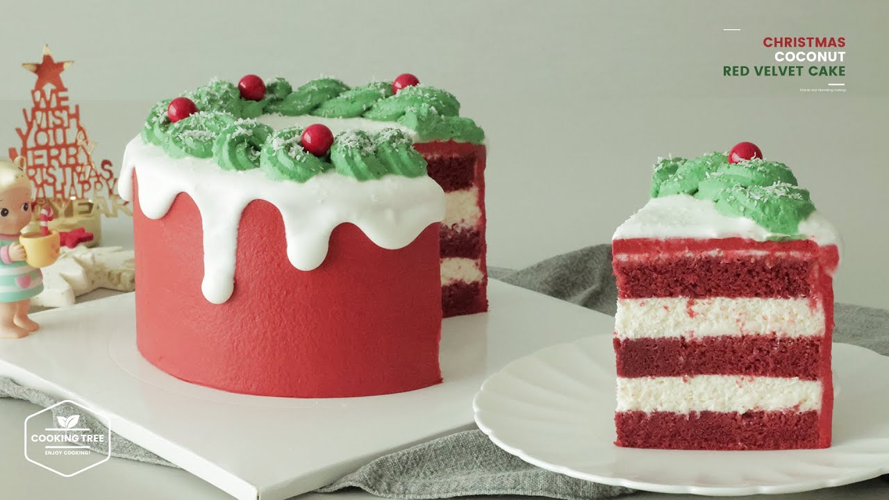 🎄크리스마스🎄 코코넛 레드벨벳 케이크 만들기 : Christmas Coconut Red Velvet Cake Recipe | Cooking tree