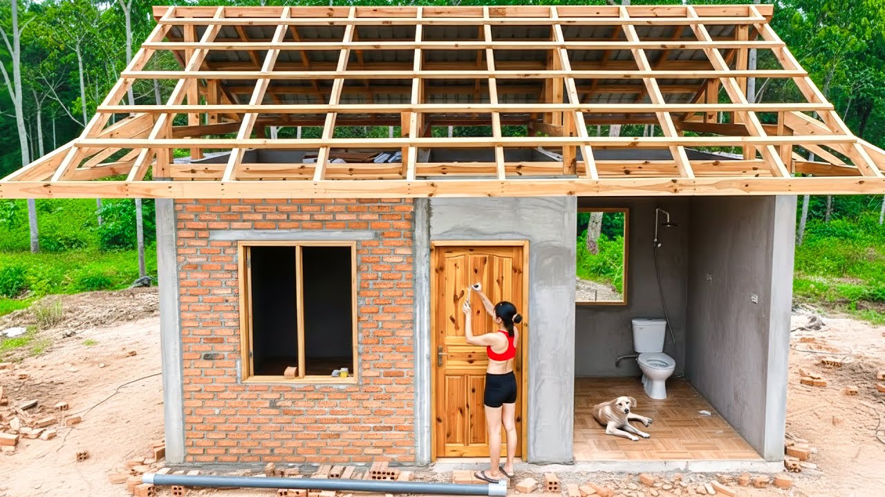 TIMELAPSE - Girl Builds WC, Water Tank & Bathroom | Amazing DIY Project