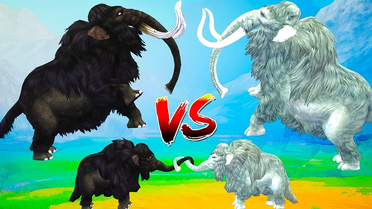 white mammoth vs black mammoth fight on snow attack baby mammoth save by mammoth elephant epic battl