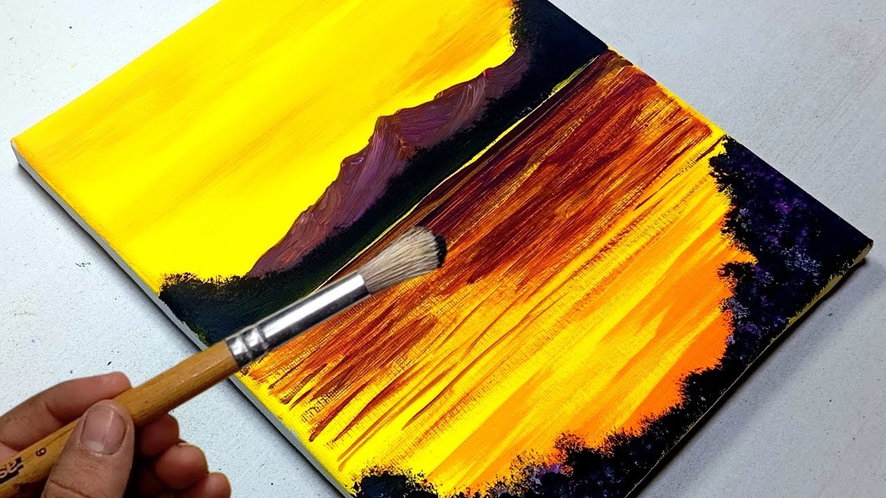 El tranquilo resplandor del atardecer / Pintura acrílica para principiantes / Acrylic painting