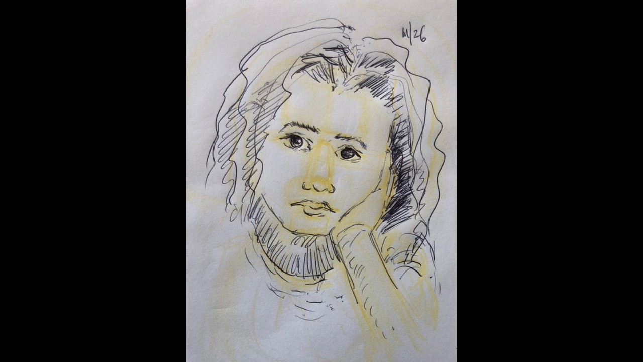 Drawing sad countenance