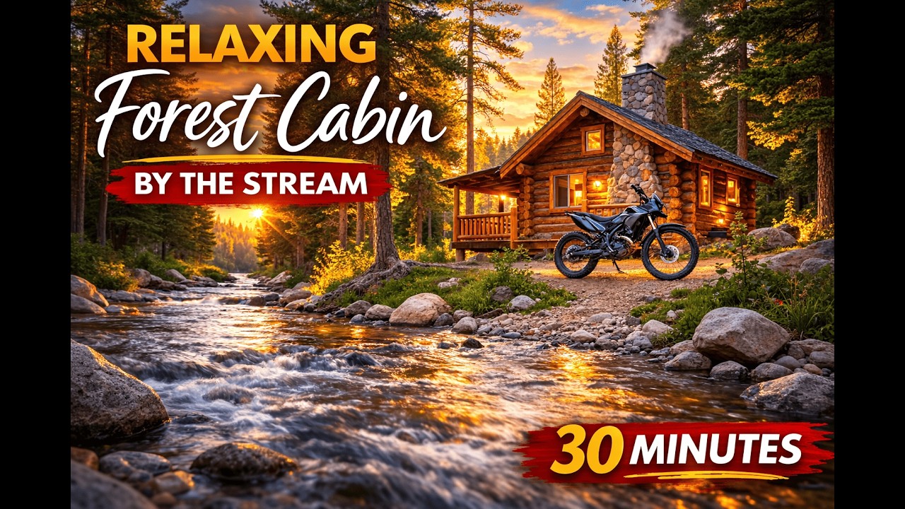 Relaxing Forest Cabin by the River | Nature Sounds for Stress Relief – 30 Minutes