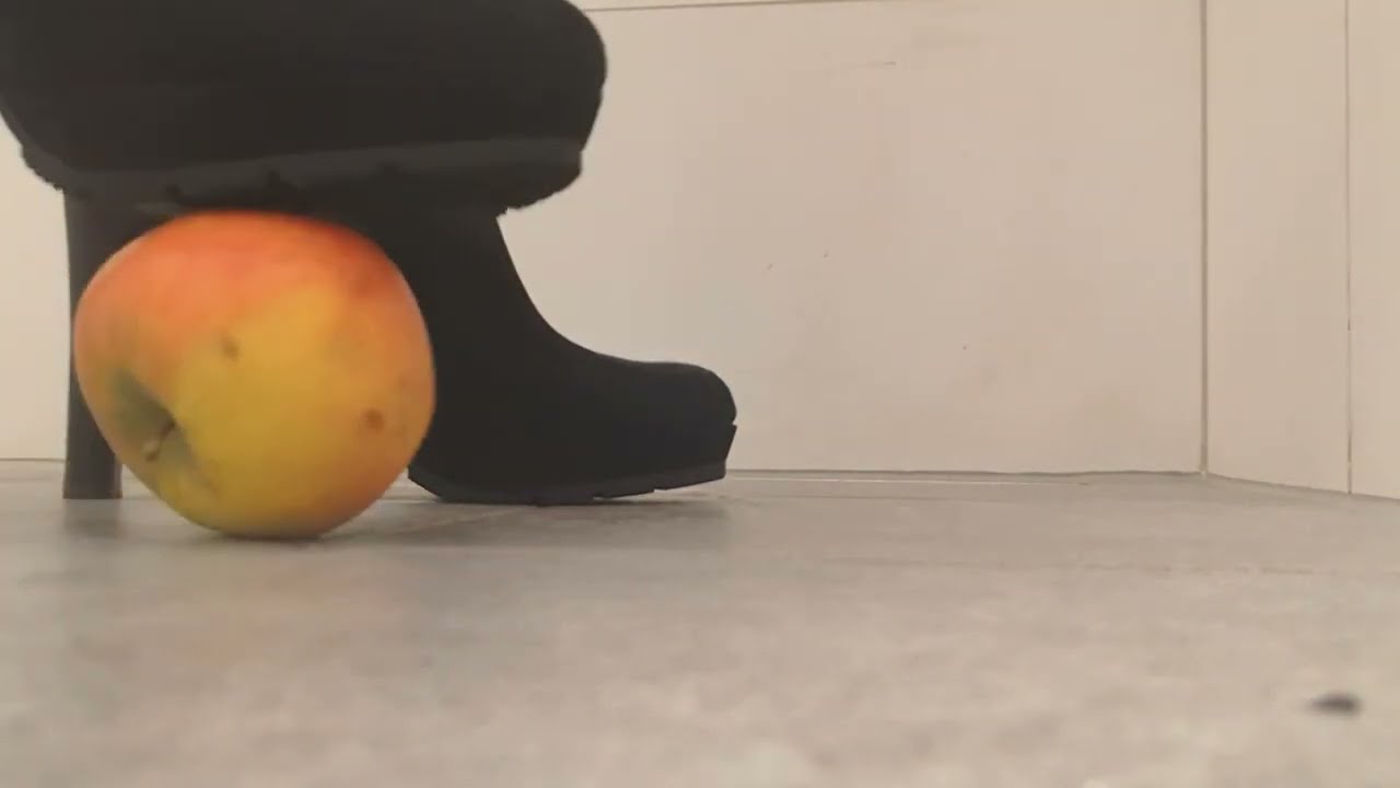Black High Heel Boots Crush Apple - Close Up