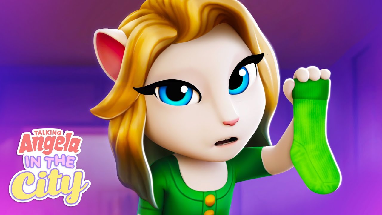 🧦 The Lost Sock | Talking Angela: In the City | Cartoons for Kids