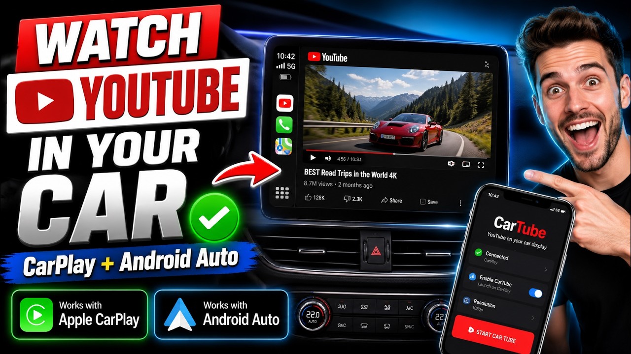 How to Watch YouTube in Your Car ✅ Apple CarPlay & Android Auto CarTube Tutorial
