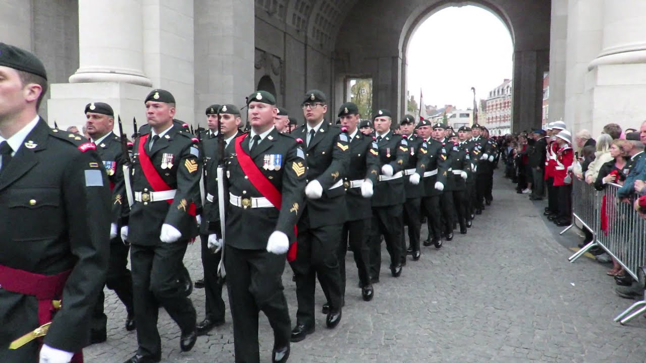 PPCLI under the Menin Gate in Ypres, Belgium May 8, 2015