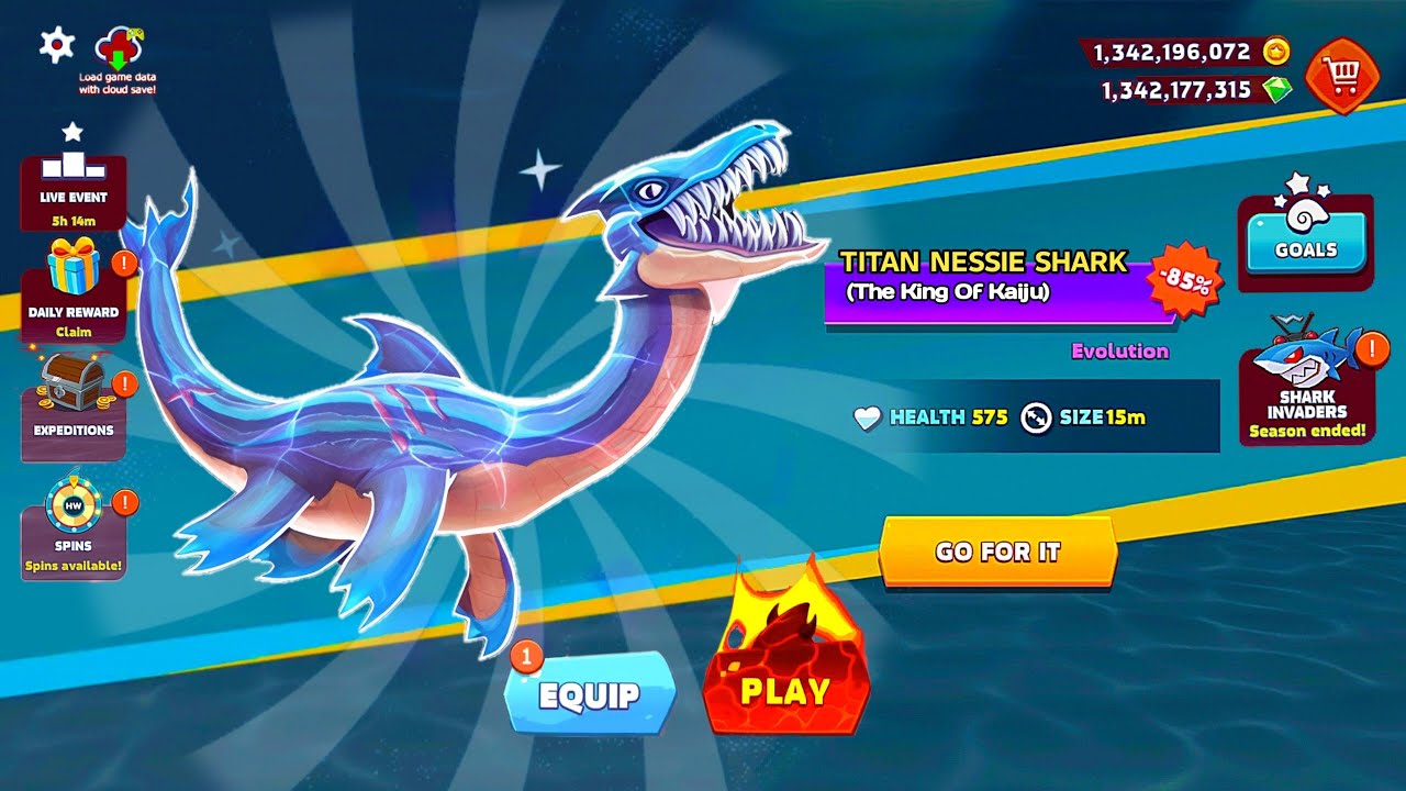 GIANT TITAN NESSIE SHARK UNLOCKED AND KILL ALL SHARK - BIG SHARK | HUNGRY SHARK EVOLUTION