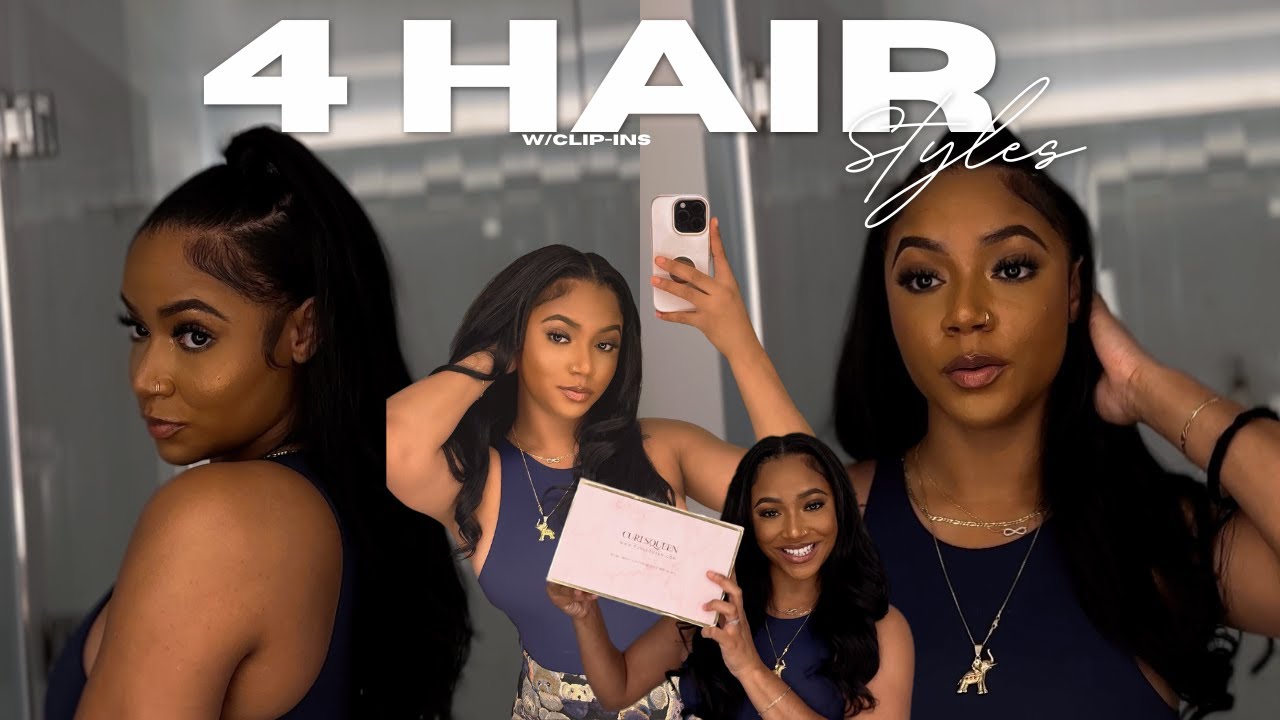 4 Ways to style your clips-ins |Curls Queen Light Yaki Hair #CLIPIN