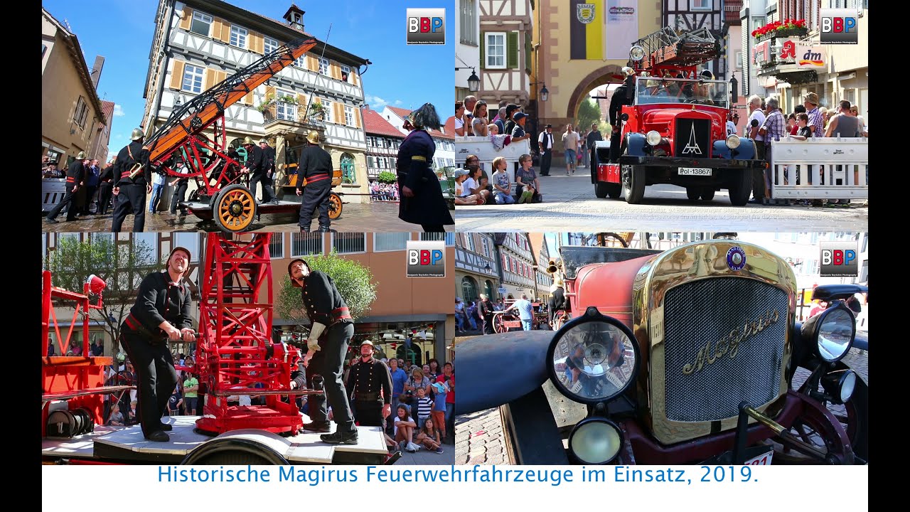 Historische Magirus Feuerwehrfahrzeuge in Aktion / Vintage Fire Trucks in Action, Winnenden, 2019.