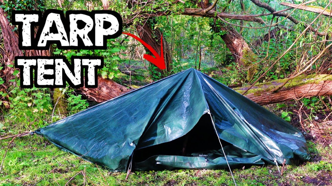How To Make A Emergency Tarp Tent/Shelter With Floor And Sides Covered.(CHEAP TENT FOR CAMPING)