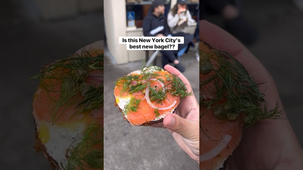 Best new bagel in New York City? Trying Apollo Bagel for the first time! 🥯👀 #shorts