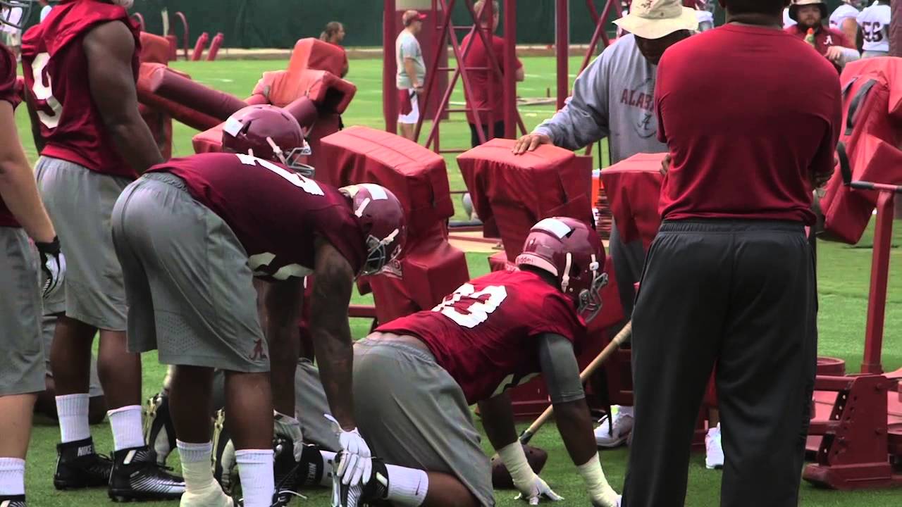 Watch Alabama's defensive line run intense drills