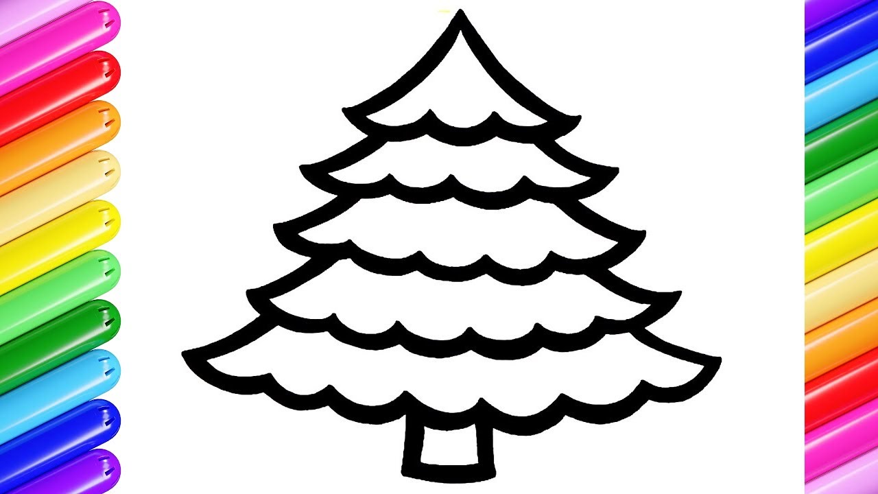 How to Draw a Christmas Tree and Santa Easy For Kids | Painting, Coloring For Kids