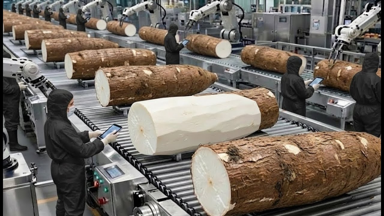 Inside the Factory  Giant Cassava Flour Process Full Process step by step
