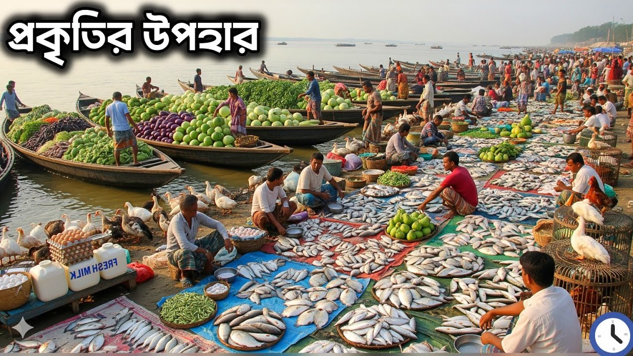 পদ্মার চরের মানুষের মায়া ঘেরা এই নারীশা বাজার। নির্ভেজাল শাকসবজি ও পদ্মার মাছ। Narisha ghat fish. 