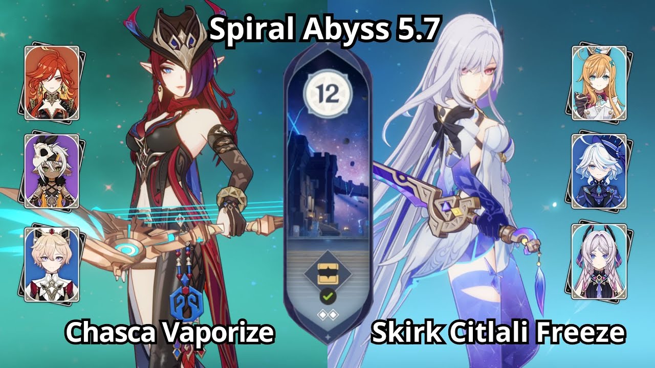 C0 Chasca Vaporize & C0 Skirk Citlali Freeze - Spiral Abyss Floor 12 Genshin Impact 5.7