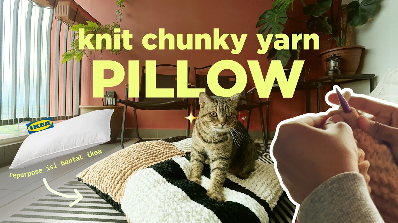 i knit a pillow with chunky yarn 🇲🇾 (fluffy)