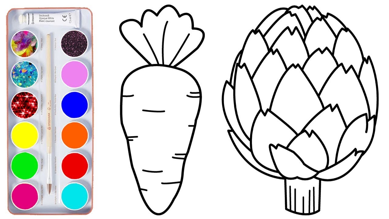 How to Draw Vegetables - Coloring Pages for Kids - Learn Colors for Kids -Art colors for children