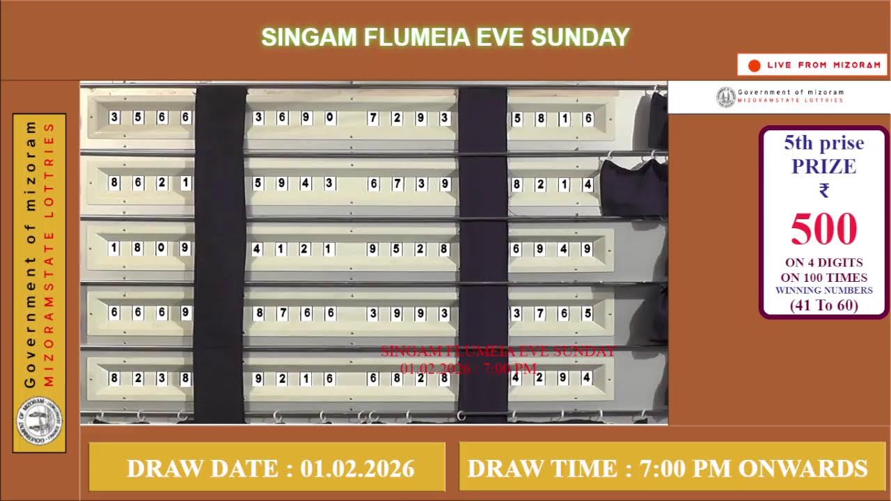 SINGAM MIZORAM LOTTERY LIVE DROW...