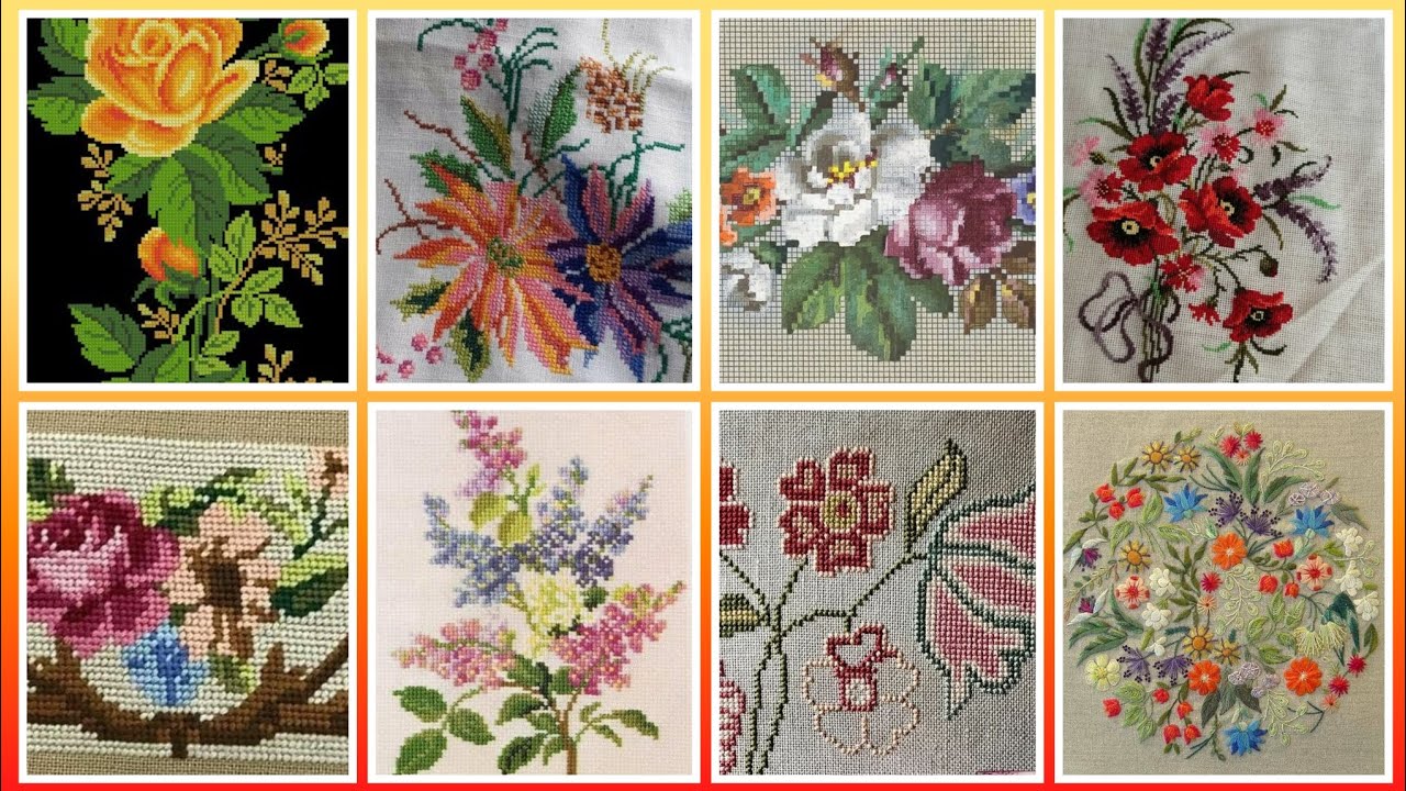 Top 100+ Amazing and Elegant Floral Cross stitch patterns || Charsuti Kerhai Ideas For Everything||