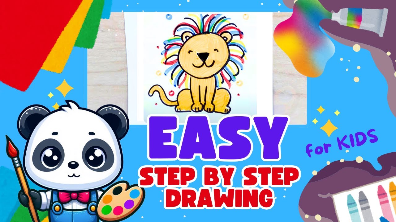 🎨🦁🦁EASY STEP BY STEP DRAWING FOR KIDS 🎨🦁🦁 EASY LION DRAWING FOR KIDS ☀️ Curious Explorers Club