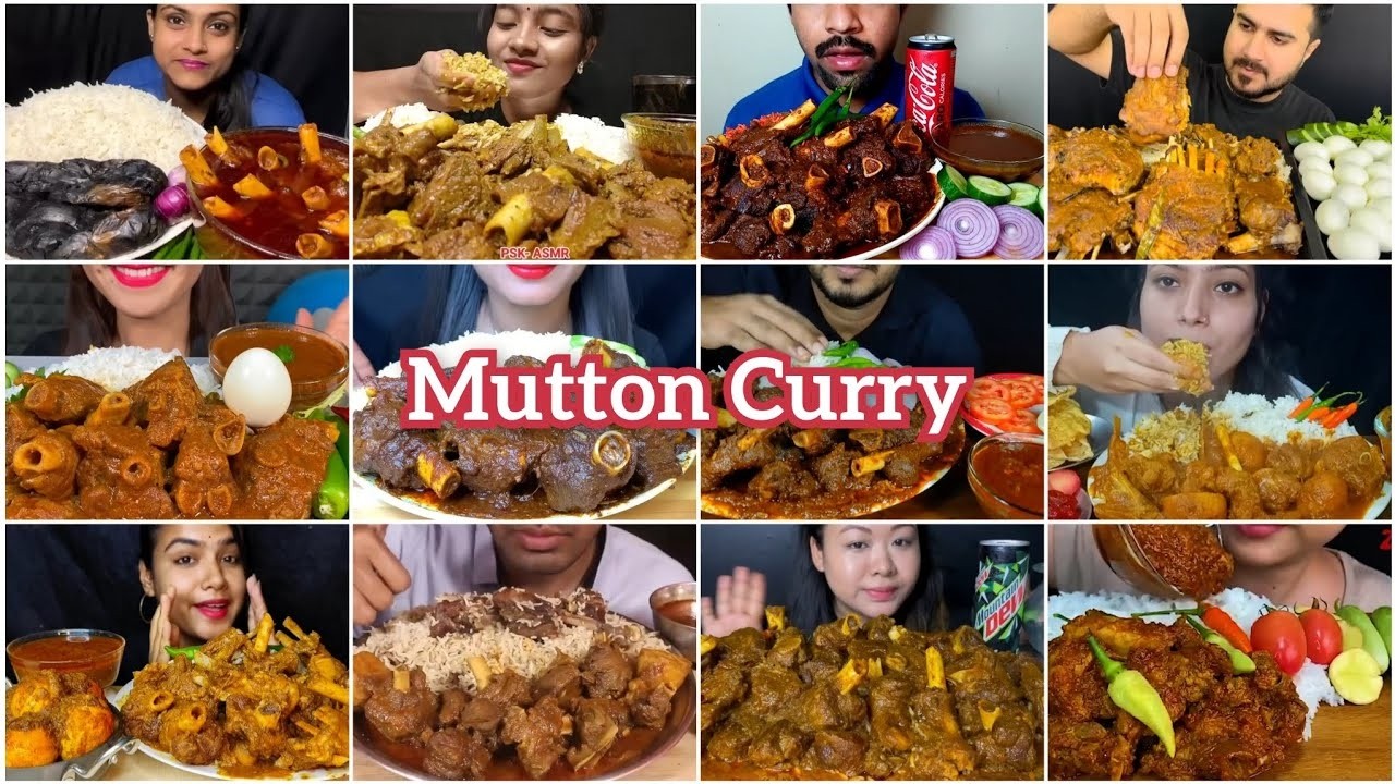 2KG HUGE SPICY MUTTON CURRY, MUTTON GRAVY, CHILI, RICE, SALAD MUKBANG ASMR EATING SHOW |